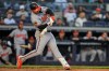 Baltimore Orioles' Pete Alonso hits a home run during the second inning of a baseball game against the New York Yankees Friday, May 1, 2026, in New York. (AP Photo/Frank Franklin II)