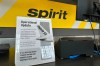 A sign announces Spirit Airlines’ shutdown on Saturday, May 2, 2026 at Hartsfield-Jackson Atlanta International Airport in Atlanta. (AP Photo/Jeff Amy)