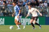 Napoli's Kevin De Bruyne, right, and Como's Diego Carlos battle for the ball during the Italian Serie A soccer match between Como and Napoli in Como, Italy, Saturday, May 2, 2026. (Antonio Saiai/LaPresse via AP)