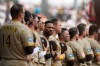 San Diego Padres' Xander Bogaerts, center, and teammate stand line prior to a baseball game against Arizona Diamondbacks in Mexico City, Saturday, April 25, 2026. (AP Photo/Fernando Llano)