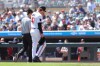 Minnesota Twins pitcher Joe Ryan (41) leaves the game with assistant athletic trainer Masamichi Abe after being injured during the first inning of a baseball game against the Toronto Blue Jays, Sunday, May 3, 2026, in Minneapolis. (AP Photo/Bailey Hillesheim)