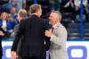 Montréal Canadiens head coach Martin St. Louis, right, congratulates Tampa Bay Lightning head coach Jon Cooper after the Canadiens defeated the Lightning in Game 7 of an NHL hockey Stanley Cup first-round playoff series, Sunday, May 3, 2026, in Tampa, Fla. (AP Photo/Chris O'Meara)