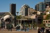 The Space Needle is seen in the distance from the waterfront park and playground at Pier 58, Saturday, April 25, 2026, in Seattle. (AP Photo/Lindsey Wasson)