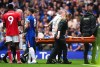 Chelsea's Jesse Derry is taken off the field via a stretcher after a head injury during the English Premier League soccer match between Chelsea and Nottingham Forest in London, Monday, May 4, 2026. (John Walton/PA via AP)