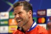 Atletico Madrid's head coach Diego Simeone smiles during a press conference in London, Monday, May 4, 2026, ahead of the Champions League semifinal second leg soccer match between Arsenal and Atletico Madrid on Tuesday. (Steven Paston/PA via AP)