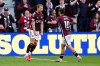 Heart of Midlothian's Stephen Kingsley, left, celebrates scoring a goal with Claudio Braga during the William Hill Premiership soccer match at Tynecastle Park, Edinburgh, Monday, May 4, 2026. (Andrew Milligan/PA via AP)