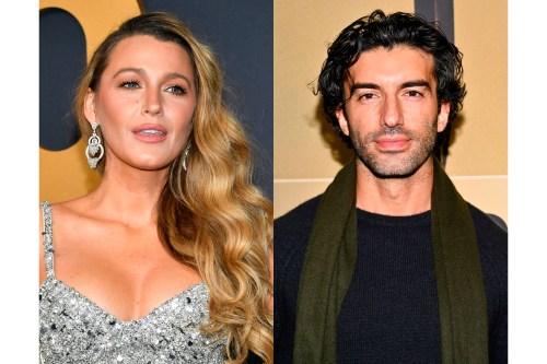 Blake Lively appears at the SNL50: The Anniversary Special at Rockefeller Plaza in New York on Feb. 16, 2025, left, and Justin Baldoni appears at a special screening of 