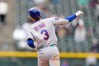 New York Mets' Carson Benge gestures to the bullpen as he circles the bases after hitting a solo home run off Colorado Rockies starting pitcher Tomoyuki Sugano in the sixth inning of a baseball game Monday, May 4, 2026, in Denver. (AP Photo/David Zalubowski)