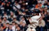 San Francisco Giants’ Bryce Eldridge (8) shatters his bat in the sixth inning of a baseball game against the San Diego Padres at Oracle Park in San Francisco on Monday, May 4, 2026.(Carlos Avila Gonzalez/San Francisco Chronicle via AP)