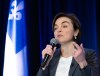 Quebec Premier Christine Fréchette speaks at a pre-session caucus meeting in Rivière-du-Loup, Que., Friday, May 1, 2026. THE CANADIAN PRESS/Jacques Boissinot