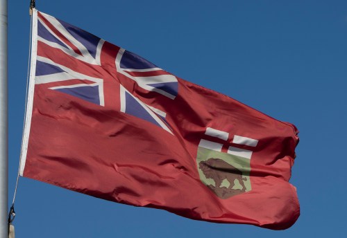The Manitoba flag flies in Ottawa on Monday, November 1, 2021. THE CANADIAN PRESS/Adrian Wyld