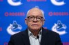 Vancouver Canucks President of Hockey Operations Jim Rutherford speaks during the NHL hockey team's end of season news conference, in Vancouver, on Friday, April 17, 2026. THE CANADIAN PRESS/Ethan Cairns