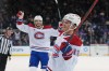 Montreal Canadiens winger Cole Caufield (13) celebrates after scoring against the Rangers in New York on Thursday, April 2, 2026. (AP Photo/Frank Franklin II)