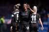 Manchester City's Kerolin celebrates scoring during the Women's Super League soccer match between Brighton and Hove Albion and Manchester City in Crawley, England, Saturday April 25, 2026. (Andrew Matthews/PA via AP)