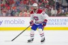 Montreal Canadiens forward Joe Veleno in against against the Flyers in Philadelphia on Tuesday, April 14, 2026. (AP Photo/Derik Hamilton)