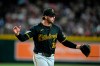 Pittsburgh Pirates starting pitcher Paul Skenes reacts after retiring the Arizona Diamondbacks during the eighth inning of a baseball game, Wednesday, May 6, 2026, in Phoenix. (AP Photo/Ross D. Franklin)