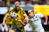 FILE - Monterrey's German Berterame and Borussia Dortmund's Niklas Sule battle during the Club World Cup round of 16 soccer match between Borussia Dortmund and CF Monterrey in Atlanta, on July 1, 2025. (AP Photo/Brynn Anderson, File)