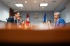 Prime Minister Justin Trudeau, left, Minister of Housing, Infrastructure and Communities Sean Fraser, second from left, meet with Nova Scotia Premier Tim Houston, right, in Halifax on Monday, Dec. 9, 2024. THE CANADIAN PRESS/Darren Calabrese