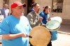 14052026
Jason Gobeil (C) with the Good Hearted Warriors men's group and other drummers lead the Moose Hide Campaign Community Walk in Brandon on Thursday. The Moose Hide Campaign is an Indigenous-led movement that engages men and boys in the commitment to ending violence against women and children. Approximately 50 people took part in the walk organized by Assiniboine College and the Brandon Urban Aboriginal Peoples’ Council.
(Tim Smith/The Brandon Sun)