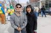 MIKE DEAL / FREE PRESS Jasmin Knight (right), from the Heartland International English School, along with student Omar Sanchez (left), take part the Exchange District&rsquo;s Spruce Spring clean-up on Thursday