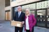 Ruth Bonneville / Free Press
                                Scott Gillingham and his wife Marla are all smiles after he officially registered his bid to be re-elected to a second term as Winnipeg mayor at city hall, Friday.