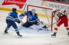 BROOK JONES/FREE PRESS
                                Manitoba Moose goaltender Domenic Divincentiis kicks out his left pad to stop a shot by Grand Rapids Griffins centre Wojciech Stachowiak (No. 49) during first period action Saturday in Winnipeg.