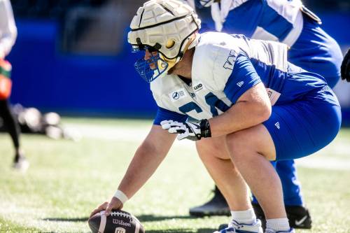 MIKAELA MACKENZIE / FREE PRESS
                                Tyler Elsbury (#64) during Bombers rookie camp at Princess Auto Stadium on Friday, May 8, 2026. For Taylor story. Free Press 2026