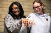 MIKAELA MACKENZIE / FREE PRESS
                                AV Kitching (left) and Shae-Lynn Murray shows off their finished products.