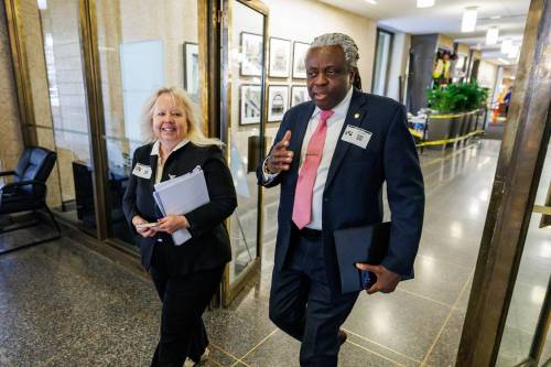 MIKE DEAL / FREE PRESS
                                Don Woodstock arrives at City Hall with wife Kathy Harris Wednesday, May 20, 2026 to register as a mayoral candidate for the upcoming civic election. He&rsquo;s now one of six people making a bid for the city&rsquo;s top job.