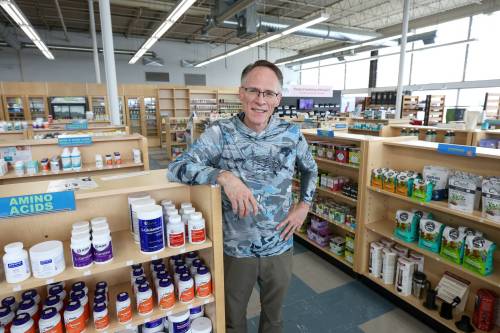 RUTH BONNEVILLE / FREE PRESS
Robert Johnston, the new owner and president of Aviva Natural Health Solutions, at its new store on Wellington Avenue on May 21, 2026. The Winnipeg space also houses GME Clearance Centre and GMissions Café.