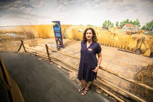 MIKAELA MACKENZIE / FREE PRESS
                                 Amelia Fay, director of research, collections and exhibitions, with the largely dismantled Delta Marsh and Rye Farm two-part diorama at the Manitoba Museum. Fay says diorama exhibitions will become a thing of the past.