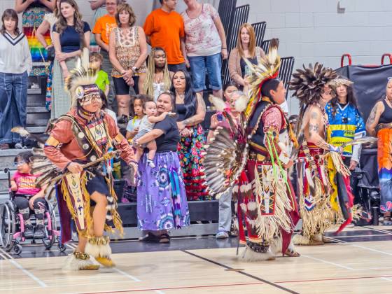 Students, school staff and families gathered at Fort Richmond Collegiate on May 27 for Pembina Trails School Division’s first powwow. (Supplied)