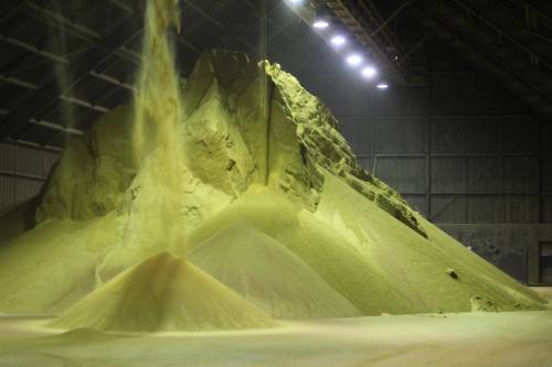 MATTHEW FRANK / THE CARILLON FILES
                                Piles of dried distillers grain are among the byproducts from the ethanol production process. The grain can be used as livestock feed.