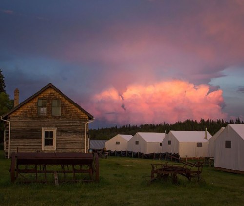 Tents and cabins are shown in this undated handout photo, at Métis Crossing, a cultural destination on the edge of the North Saskatchewan River northeast of Edmonton. The owners say there's a local and international interest in the 