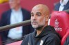 Manchester City's head coach Pep Guardiola sits on the bench before the FA Cup semifinal soccer match between Manchester City and Southampton in Manchester, England, Saturday, April 25, 2026. (AP Photo/Kin Cheung)