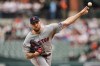 Boston Red Sox starting pitcher Garrett Crochet delivers during the first inning of a baseball game against the Baltimore Orioles, Saturday, April 25, 2026, in Baltimore. (AP Photo/Stephanie Scarbrough)