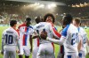 Crystal Palace players celebrate after Crystal Palace's Ismaila Sarr scored his side's opening goal during the Conference League semi-final, first leg soccer match between Shakhtar and Crystal Palace in Krakow, Poland, Thursday, April 30, 2026. (AP Photo/Beata Zawrzel)