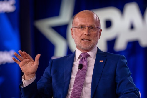 FILE - Federal Communication Commission (FCC) chairman Brendan Carr speaks at the Conservative Political Action Conference (CPAC) in Dallas, March 27, 2026. (AP Photo/Gabriela Passos, File)