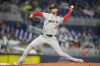 Washington Nationals starting pitcher Foster Griffin (22) throws during the first inning of a baseball game against the Miami Marlins, Friday, May 8, 2026, in Miami. (AP Photo/Lynne Sladky)