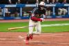 Cleveland Guardians' Travis Bazzana heads to first base after hitting his first major league home run off Minnesota Twins starting pitcher Connor Prielipp during the first inning of a baseball game, Friday, May 8, 2026, in Cleveland. (AP Photo/Phil Long)