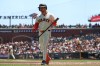 San Francisco Giants' Patrick Bailey walks back to the dugout after striking out against the San Diego Padres during the third inning of a baseball game in San Francisco, Wednesday, May 6, 2026. (AP Photo/Jed Jacobsohn)