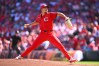 Cincinnati Reds pitcher Chase Burns throws during the second inning of a baseball game against the Houston Astros in Cincinnati, Saturday, May 9, 2026. (AP Photo/Ben Jackson)