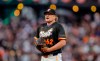 San Francisco Giants' Logan Webb (62) takes a deep breath during the fourth inning of a baseball game against the San Diego Padres in San Francisco on Tuesday, May 5, 2026. (Carlos Avila Gonzalez/San Francisco Chronicle via AP)