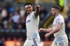Aston Villa's Ollie Watkins celebrates scoring during the English Premier League soccer match between Burnley and Aston Villa in Burnley, England, Sunday May 10, 2026. (Martin Rickett/PA via AP)