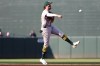 Athletics shortstop Jacob Wilson throws to first for an out during the sixth inning of a baseball game against the Baltimore Orioles, Saturday, May 9, 2026, in Baltimore. (AP Photo/Daniel Kucin Jr.)