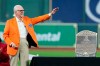 FILE - Longtime Spanish radio broadcaster René Cárdenas waves to the crowd as he is inducted into the Houston Astros Hall of Fame Saturday, Aug. 17, 2024, in Houston. (AP Photo/Kevin M. Cox, File)