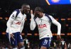 Tottenham Hotspur's Mathys Tel, right, celebrates scoring during the English Premier League soccer match between Tottenham Hotspur and Leeds United in London, Monday May 11, 2026. (John Walton/PA via AP)