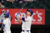 Texas Rangers' Corey Seager watches his fly out to left in the fourth inning of a baseball game against the Arizona Diamondbacks Monday, May 11, 2026, in Arlington, Texas. (AP Photo/Tony Gutierrez)
