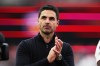 Arsenal's manager Mikel Arteta reacts after the Premier League soccer match between West Ham and Arsenal in London, Sunday, May 10, 2026. (AP Photo/Ian Walton)
