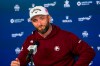 Jon Rahm, of Spain, speaks to the media prior to a PGA Championship golf tournament practice round at Aronimink Golf Club, Tuesday, May 12, 2026, in Newtown Square, PA. (AP Photo/Carolyn Kaster)